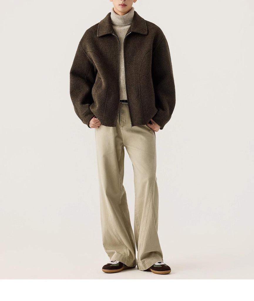 Мужское двустороннее шерстяное пальто с лацканами в итальянском винтажном стиле