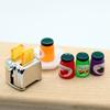 1/12 Dollhouse Mini Bread Machine with Toast Plate Sauce Miniature Toaster Bread Maker Kitchen Decorations Dollhouse Mini Accessories