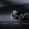 Vintage Silver Rose Shirt & Sweater Buttons with High-Foot Design - Decorative Cufflinks & Collar Buttons.