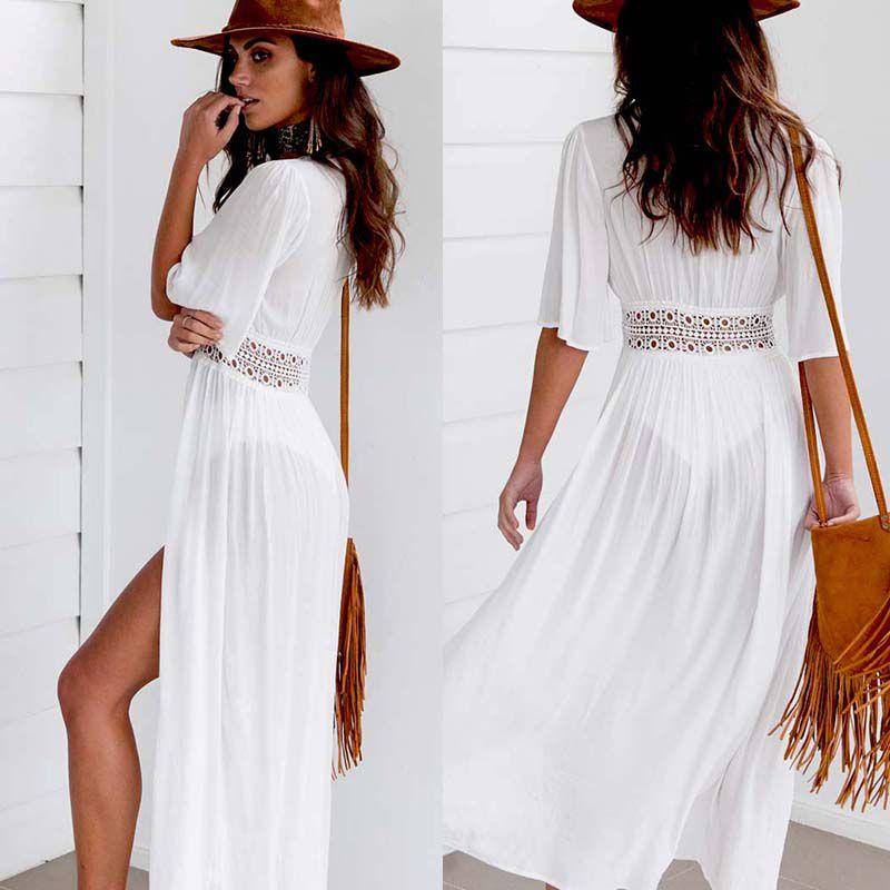 Lace Crochet Womens Bikini Beachwear Cover Up Beach Dress Summer Bathing Kaftan