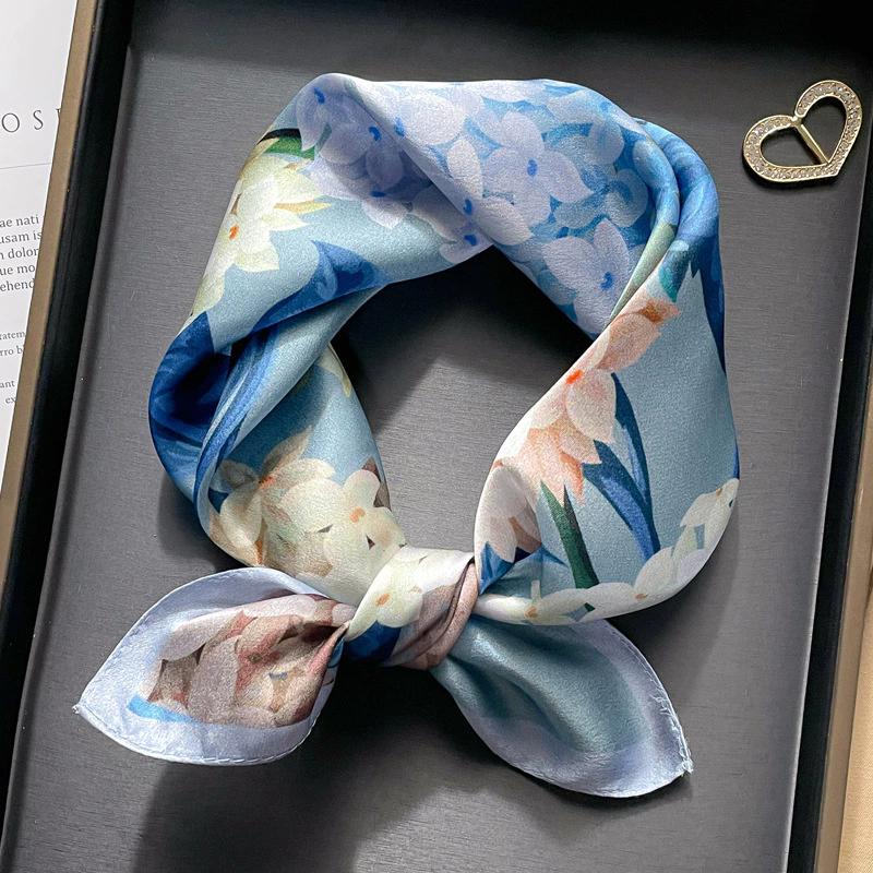 New 100% Natural Real Silk Scarf Women Bandana Square Scarves Wrap Kerchief Mulberry Fashion Luxury High Quality Hijab For Lady