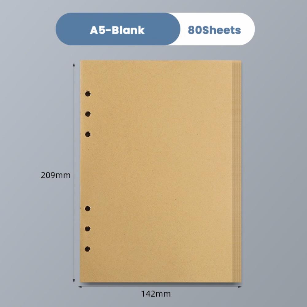 80Sheets A5/A6/A7 Notebook Refill Paper Kraft Paper 6-hole Binder Inner Page Students