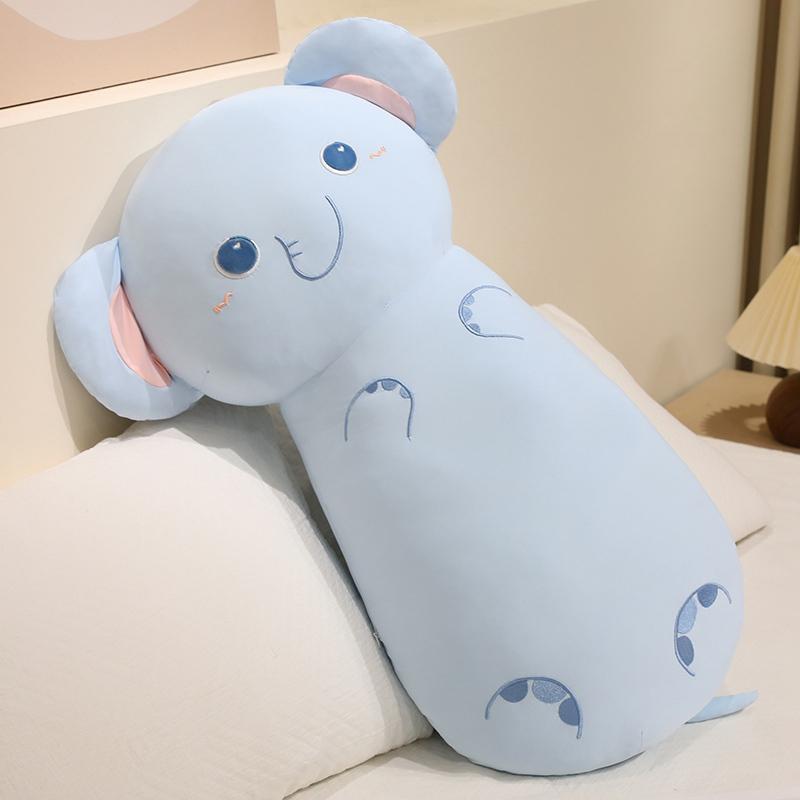 Ice Silk Cartoon Animal Plush Pillow Stuffed Yellow Duck Pink Pig Blue Elephant Long Bolster Plushie Sleeping Companion Gift