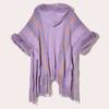 New Ethnic Style Fur Collar Hooded Knit Sweater Shawl Women's Spring and Autumn Knitted Cape Cape with Sleeves