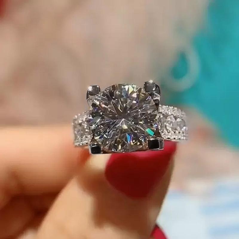 Новые классические обручальные кольца Кольца вечности для женщин Ослепительно белый фианит с камнем Предложение Обручальные кольца Роскошный подарок любви