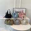 Women's Bag New Solid Color Drawstring Cloth Bag Crossbody Casual Women's Portable Shoulder Bag