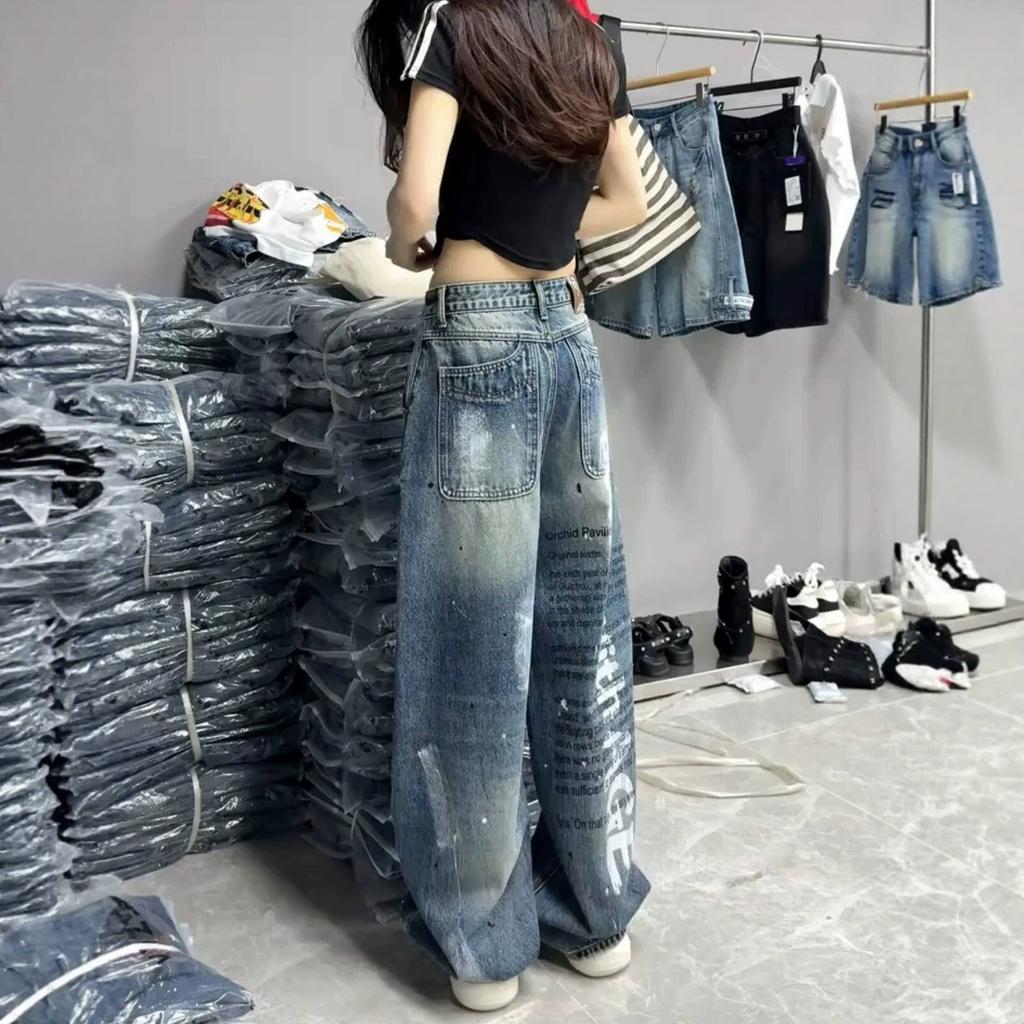 Women Straight Leg Denim Jeans Casual Solid Color Cotton Blend High Waist Daily Streetwear Long Pants