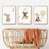 Бохо Детская Медведь Кролик Обезьяна Луна Номер Алфавит Настенное Искусство детские принты Плакаты Для Детской Комнаты Детский Декор Холст Картины