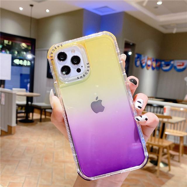 Двухслойный противоударный чехол-бампер с градиентом для телефона Iphone 11 Pro Max 14pro 13 12 Pro, прозрачный мягкий чехол для Iphone 11 12