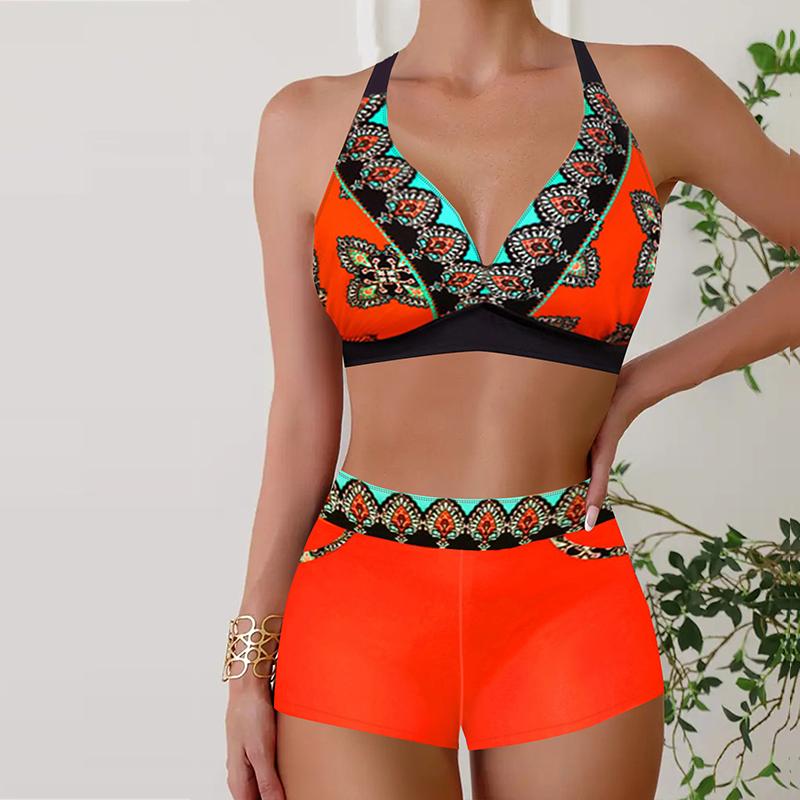 Женский купальник с бретелями, синий купальник-бикини с волшебным узором и танкини