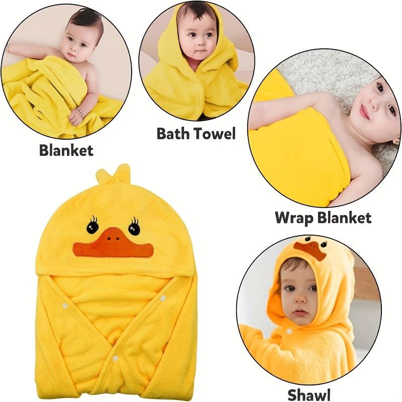 Hooded Bath Towel Soft Plush Baby Bath Towel Absorbent Cartoon Duck Pattern Bathrobe Great Christmas Gift for Infants Toddlers