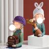Nordic Ins Vase Hat Girl Cartoon Resin Table Lamp For Children Room Bedroom Creative Bedside Standing Decoration Table Lights