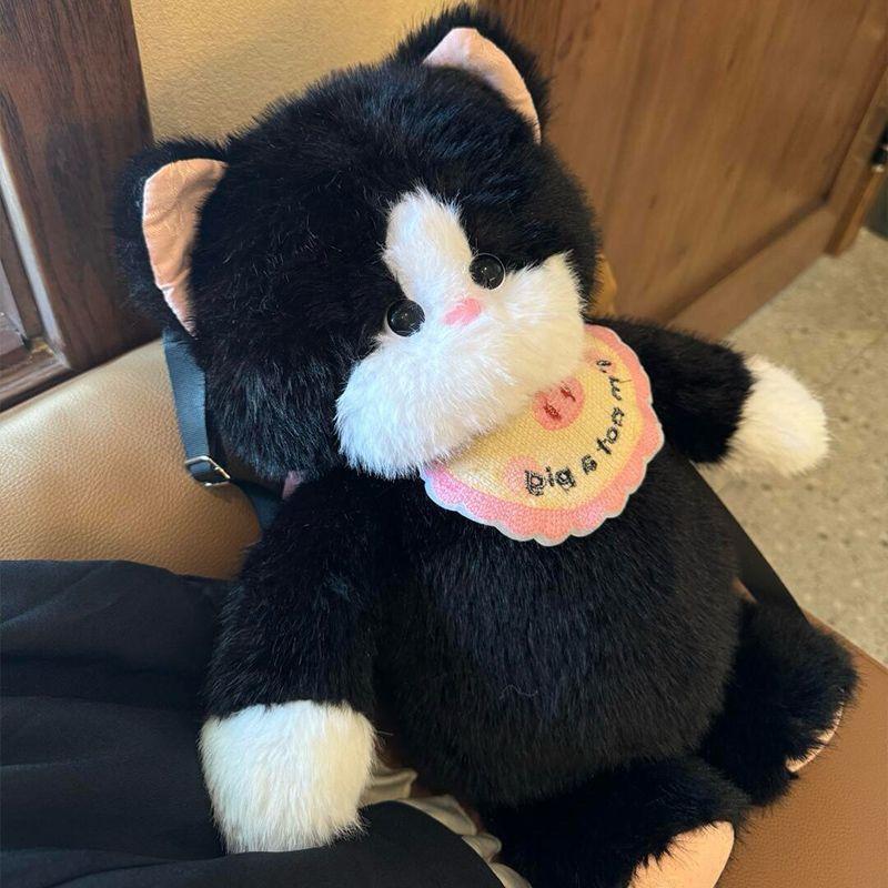 JIAERDI Sweet Cute Faux Mink Kitten Backpack Women Plush Soft Large Capacity Bags Ladies Cartoon Casual Daily Mochilas Mujer New