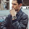 Men's Business Leisure Watch Volcanic Lava Texture Scratch Resistant Glass Waterproof Rotating Bezel Night Light Quartz Wristwatches