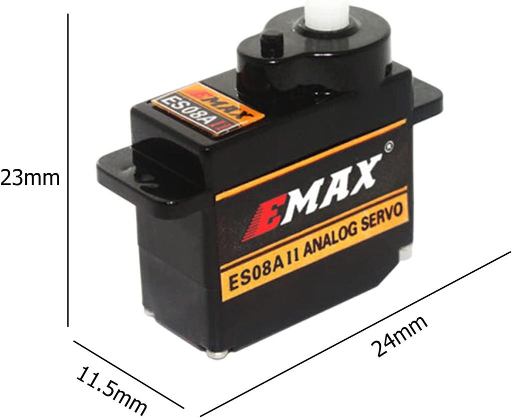 EMAX ES08A II Analog Servo 8.6g | Plastic Gears | 15T Horn Mount Kit | Compatible with Axial SCX24 RC | Aluminum Alloy, 23x11.5x24 Mm