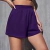 Fashionable Women's Elastic Waist Loose Wide Leg Solid Color Casual Sports Shorts