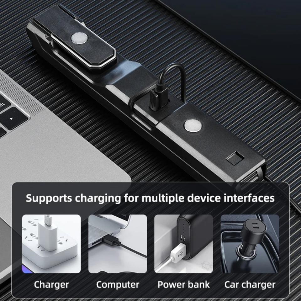 LED Work Light Flashlights USB Rechargeable Flashlight Portable Outdoor Magnetic Hand Torch for COB Work Folding Light