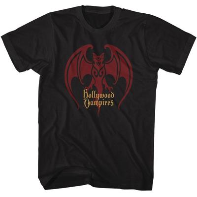Музыкальная футболка Hollywood Vampires с черным логотипом-летучей мышью