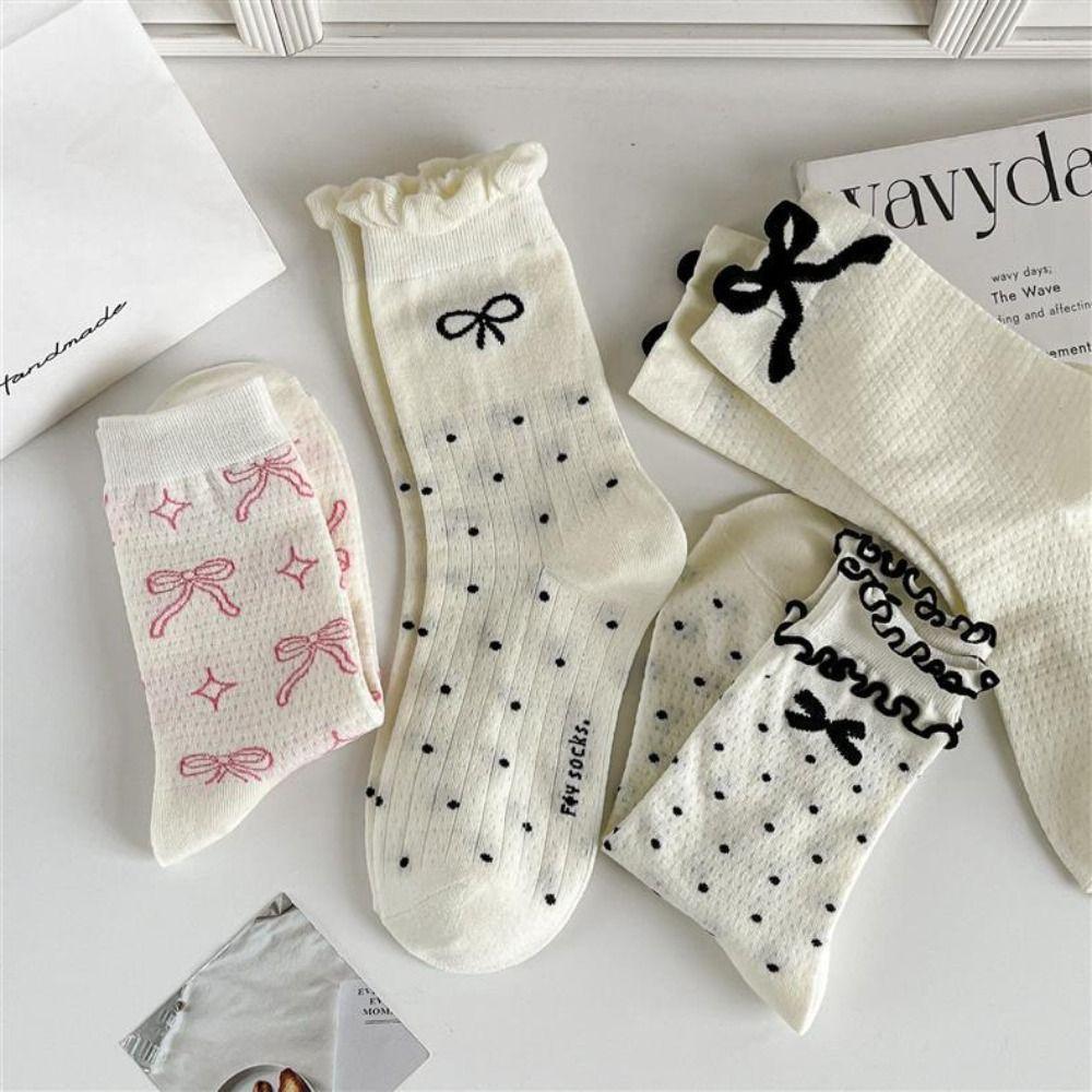 Y2K Bowknot Socks Весна-лето Хлопковые носки Новые Длинные Носки