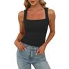 Женская мода однотонный квадратный вырез без рукавов жилет топ