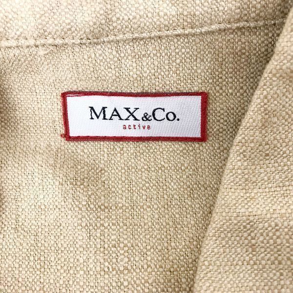 MAX&CO. Жакет с длинным рукавом из шелка и льна/Женский M/Бежевый/Скрытая застежка на пуговицах/Минималистичный стиль(ИСПОЛЬЗОВАЛ)