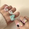 Geometric Enamel Love Heart Ring Open Ring Irregular Enamel Ring Painting Ring Women