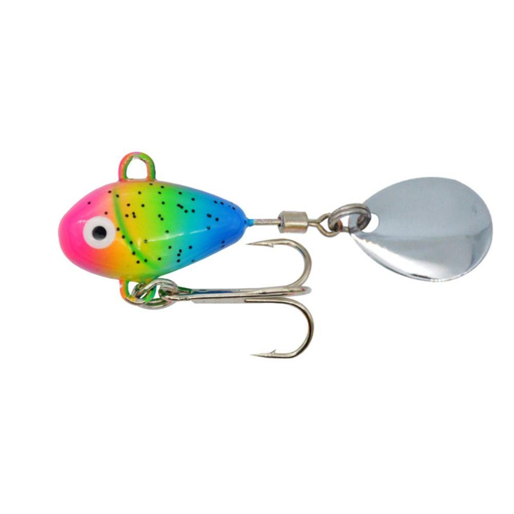 Sinking Rotate Spoon Metal Sequin Treble Hook Wobblers Crankbaits VIB Lure Metal Fishing Bait