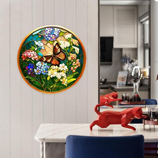 Colourful Butterfly Wreath Pendant Imitation Glass Insect Garland Hanging Acrylic Plate Decoration Summer Festival Decorations