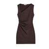 Women's Spring Clothing Sexy Style Cotton Blend Draped Basic Sleeveless Asymmetric Collar Short Dress 3641313