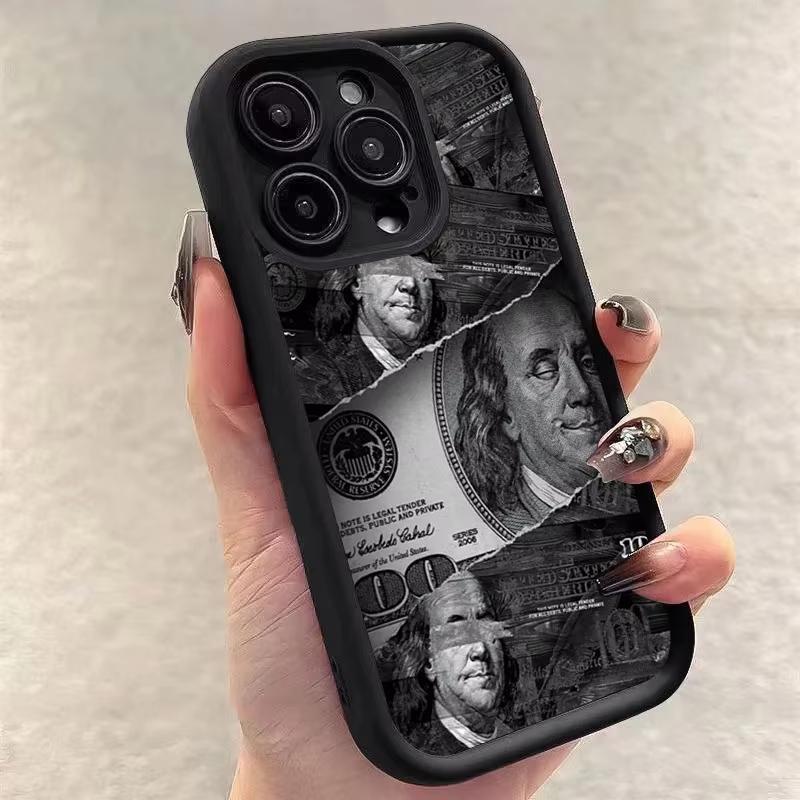 Черный Дизайн Банкноты Доллара Чехол Для Телефона Для IPhone 17 17Air 16 15 14 Plus 13 12 11 Pro Max Чехол Защитный Бампер Коке