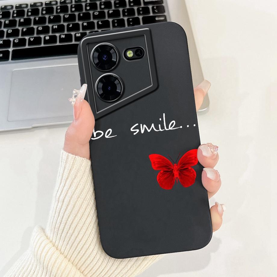 For Tecno Pova 5 Pro Pova5 5Pro 5G LH8n Phone Case Silicone Soft Back Cover Bumper Dragon Black Cat Flower Butterfly Pattern