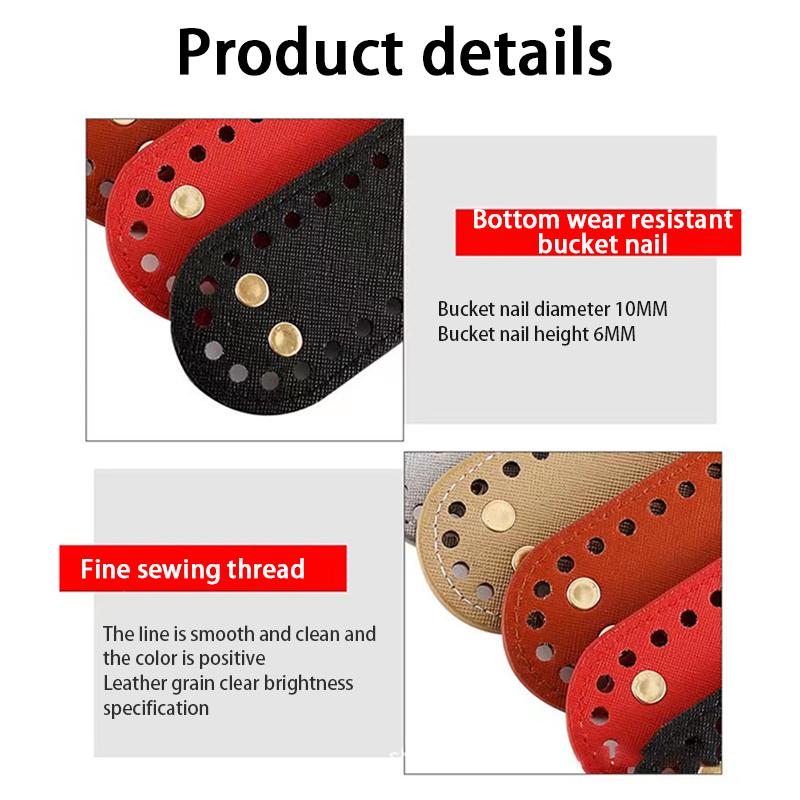 1Pc Bag Components Long Bottom For Knitted Bag Pu Leather Base Handmade With Holes Diy Crochet Accessories