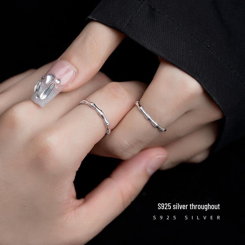 Кольца для пар Banyan Tree S925 Silver Small Bamboo - корейский сладкий стиль для мужчин и женщин