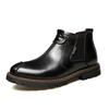 Осень-зима Мужские модные ботинки Ботинки из натуральной кожи Повседневные высокие ботинки Ботинки челси