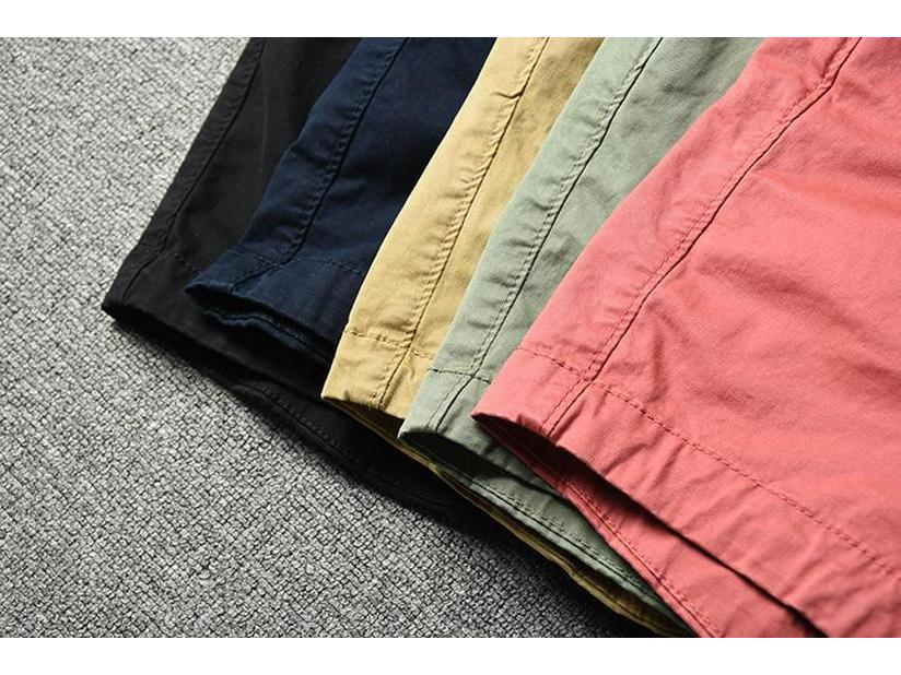 Мужские повседневные шорты из хлопка: Свободный крой, однотонный, универсальная рабочая одежда, летний стиль три четверти