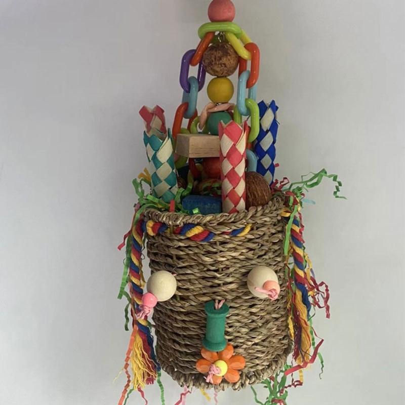 Chewable Parrot Bird Foraging Basket Bird Foraging Toy Seagrass Basket Bird Toy