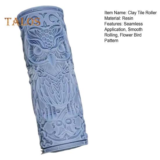 Валик для глиняной плитки с рисунком цветов и птиц, прозрачная текстура, бесшовное нанесение, удобная ручка, плавное прокатывание, штамповка, гончарный инструмент, гончарная глина своими руками