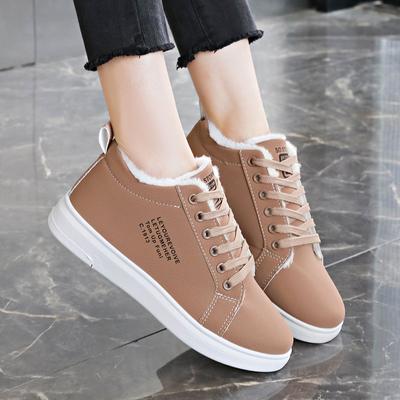 Зимние бархатные плоские кроссовки для женщин Модные и удобные зимние ботинки Утепленные и теплые Студенческие повседневные хлопковые туфли