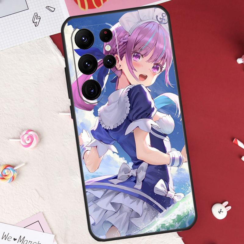 Чехол Hololive Minato Aqua для Samsung Galaxy S26 Ultra S23 S22 S21 S20 S24 S25 Ultra S10 Plus S25 FE Защитный корпус