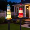 Lighthouse Solar Light Outdoor Waterproof Garden Solar Light Decorative Lighthouse Walkway Light with Spike for Flower Beds Courtyard Patio