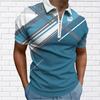 Men's Shirt Polo Casual Zip Short Sleeve Fashion Casual Zipper Summer Spring Regular Fit 3D Thin Lines Print Shirt