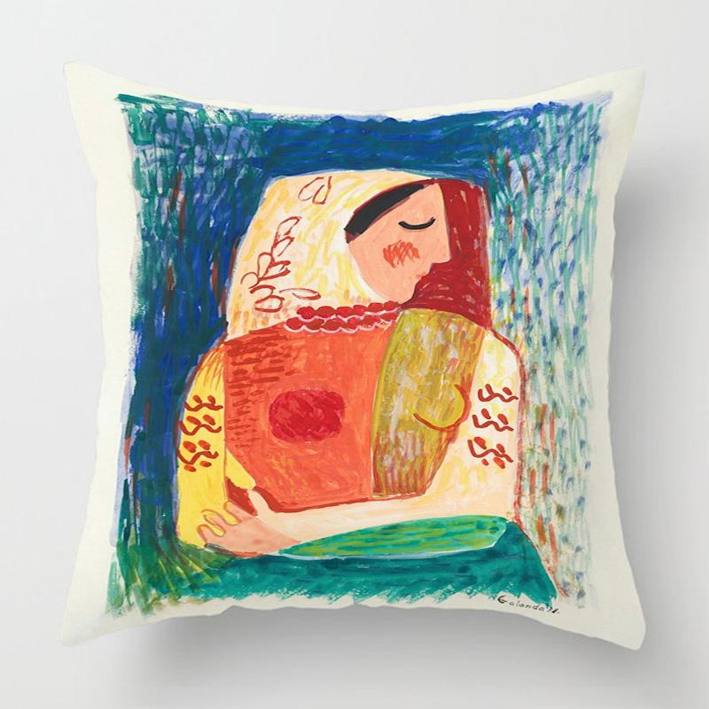 Винтажная наволочка с иллюстрацией фигуры 45x 45см, декоративная наволочка для подушки для спальни, дивана, универсальная для четырех сезонов, разнообразие по желанию