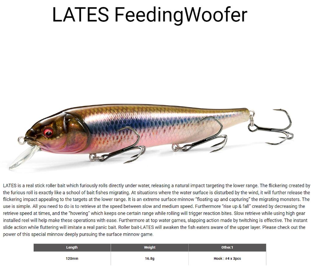 Megabass Lates Feeding Woofer 120 мм плавающая приманка FA Kawamutsu (1721 г.)