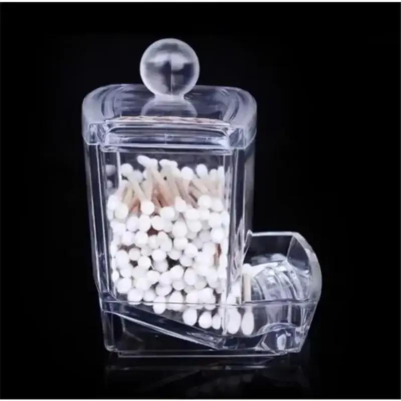 Clear Acrylic Q-tip Cotton Swab Box Case Makeup Storage Pad Organizer Swabs Convenience Items Home Concise Small Tools Supplies