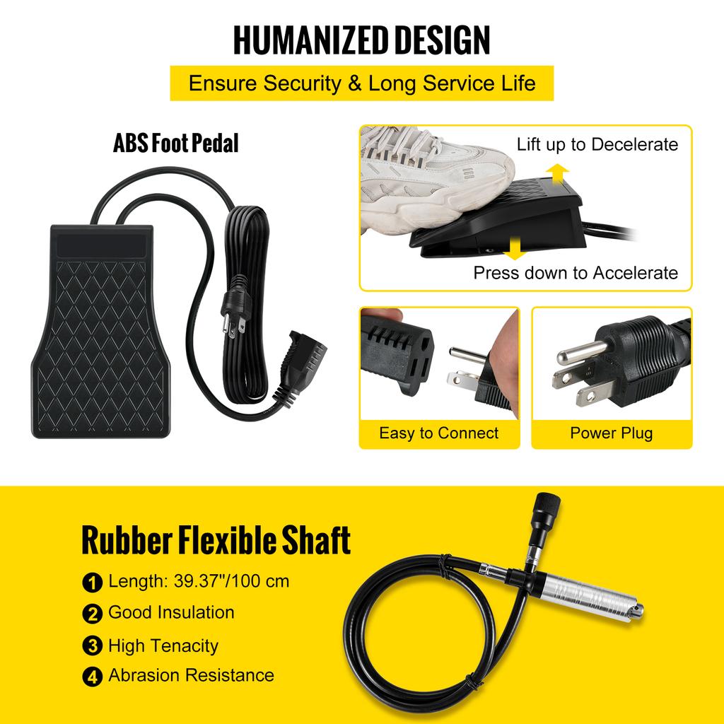 SucceBuy Подвесная гибкая шлифмашина 380/560/780 Вт Электрические инструменты для шлифовки и полировки ювелирных изделий Бесступенчатая скорость Набор шлифовальных ручек для камня и дерева