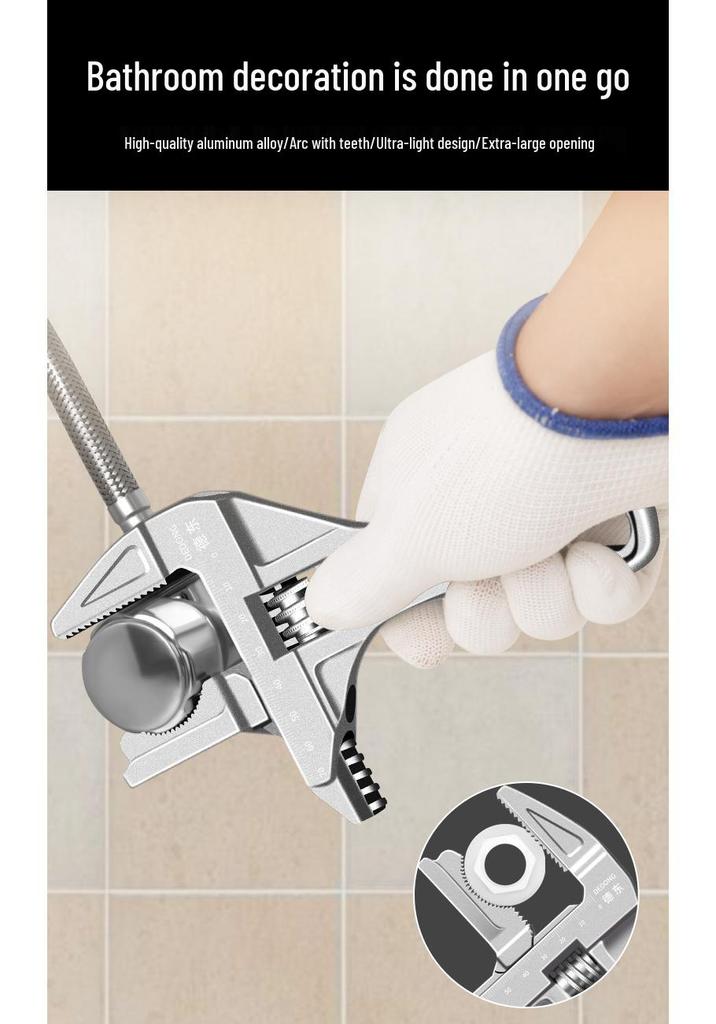 Large Opening Bathroom Wrench for Multifunctional Faucet, Hydronic Heating, and Drain Pipe Installation