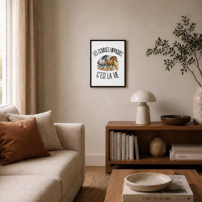 Poster Les courses hippiques c'est la vie | Affiche Papier Photo 310 g Finition Perlée Format Taille A3 | Décoration Murale Salon