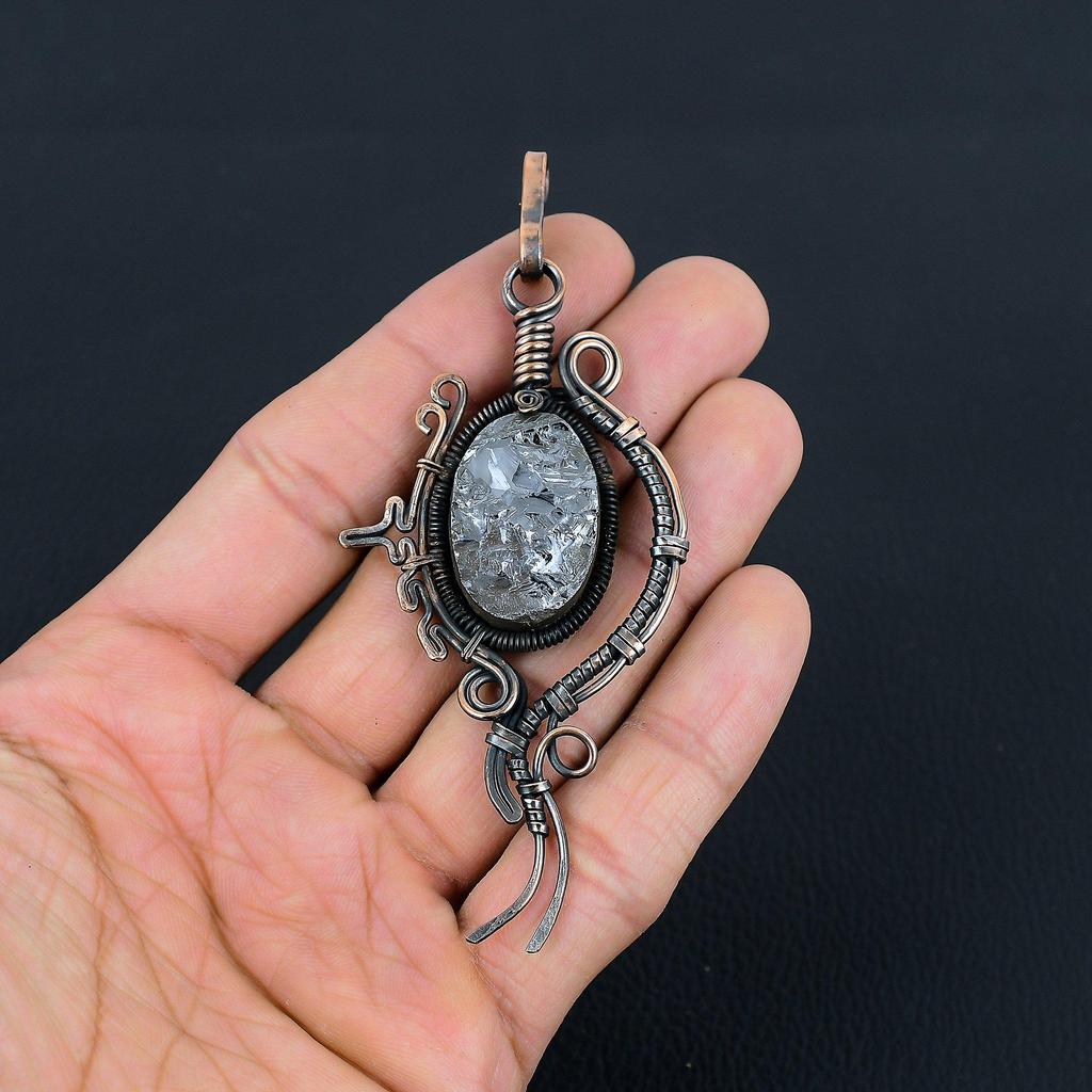 Драгоценный камень шунгит ручной работы из чистой медной проволоки, завернутый в подвеску, ювелирное изделие на День памяти