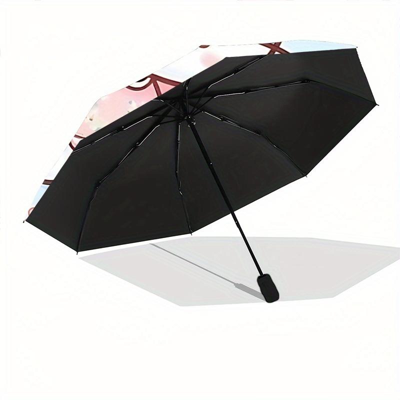 1pc Butterfly Flower Hello Kitty Cartoon Umbrella, Portable 3-Fold Compact Umbrella, Suitable for Camping, Hiking and Travel, Ideal Easter Birthday Gi