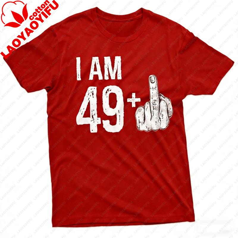 50th Birthday Gift Middle Finger Mom Dad Gift Bday Adult Shirt Funny Party Fashion Tee Crewneck Casual Style Graphic Tshirts